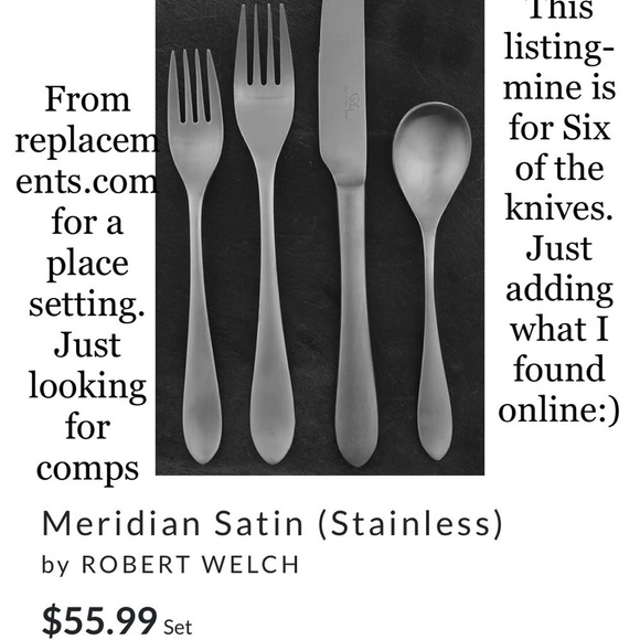 Set of 6 Robert Welch designer Meridian Stainless Satin Knives Discontinued - Picture 7 of 9